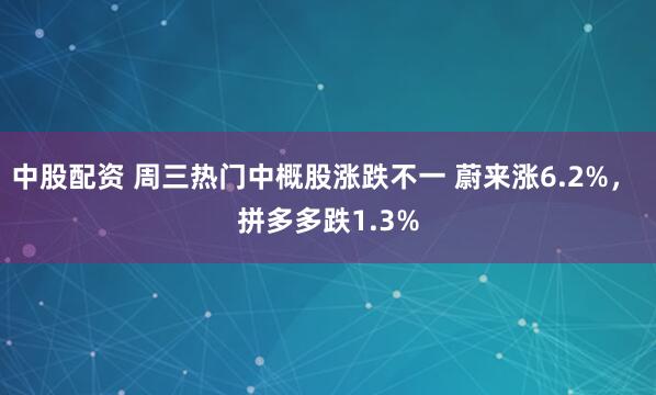 中股配资 周三热门中概股涨跌不一 蔚来涨6.2%， 拼多多跌1.3%
